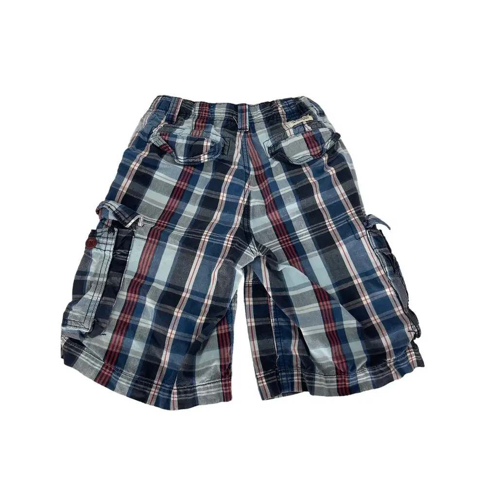 The Children's Place Boys Plaid Cargo Shorts Youth Size 8 Red White Blue